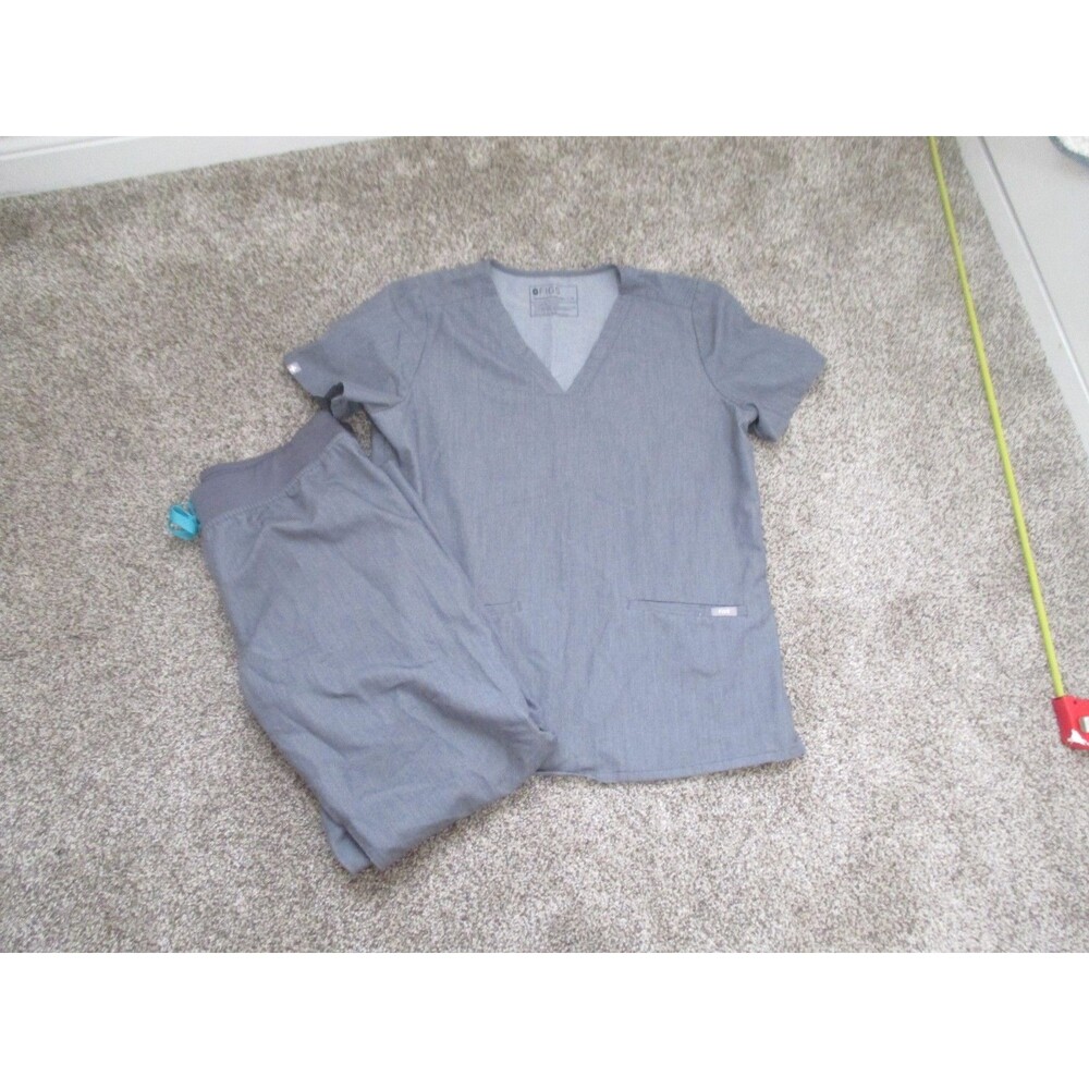 FIGS Technical Collection Scrub Set Top & Pants M Graphite grey Polyester Blend